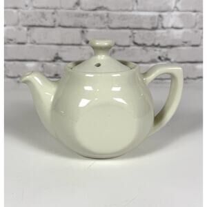 Vintage Hall USA White Tea pot Small White Pitcher Stoneware Pottery